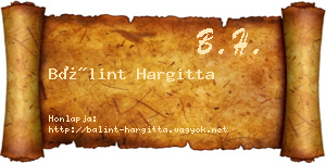 Bálint Hargitta névjegykártya